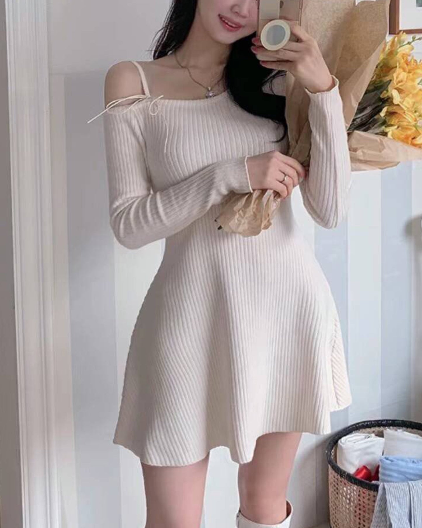 【甜美+軟熟料.ᐟ.ᐟ】小絲帶條紋𝗢𝗣𝗦