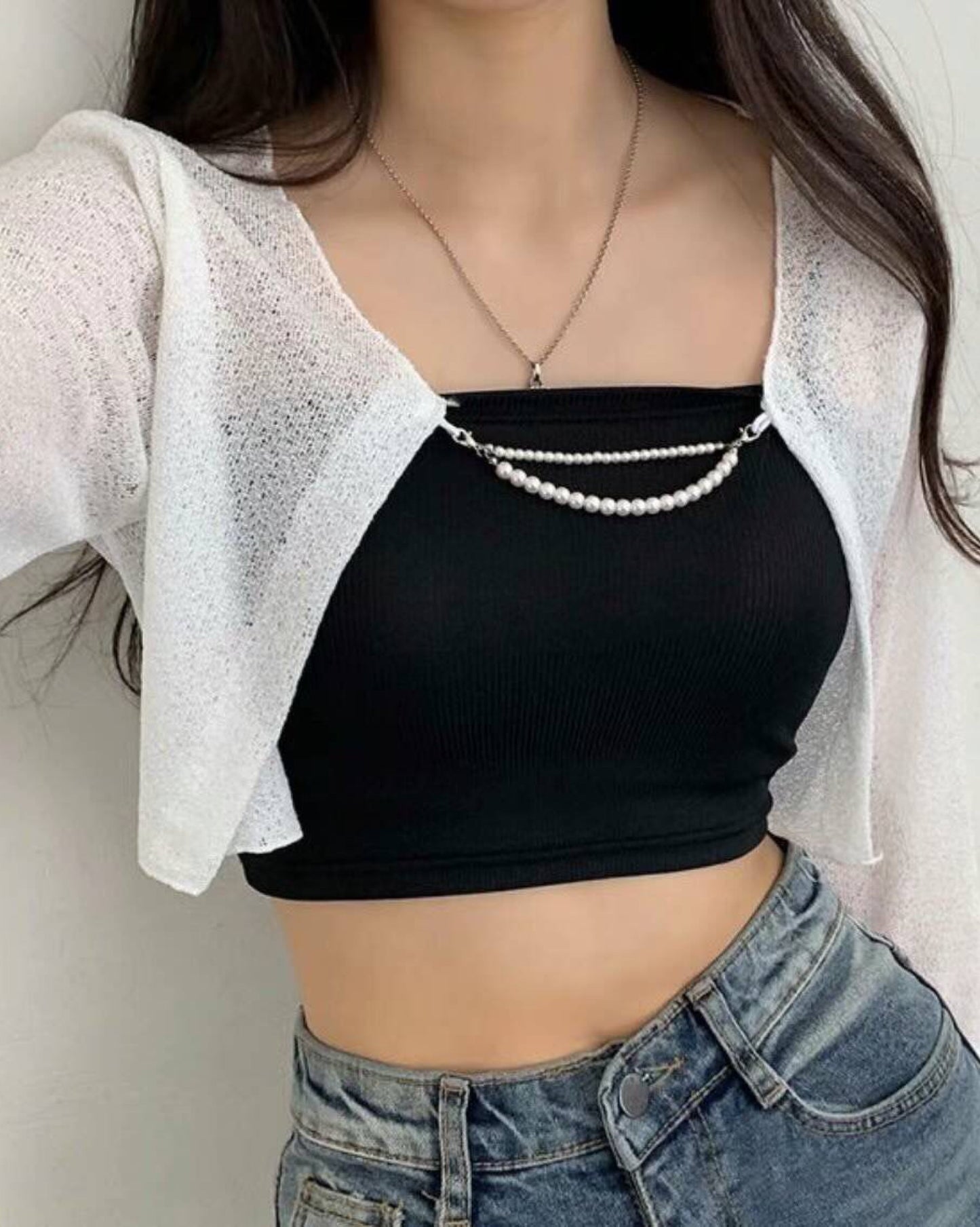 【韓國𝗗𝗮𝘆 𝟲 🇰🇷 | 大熱+透薄.ᐟ】珠仔鏈子外套