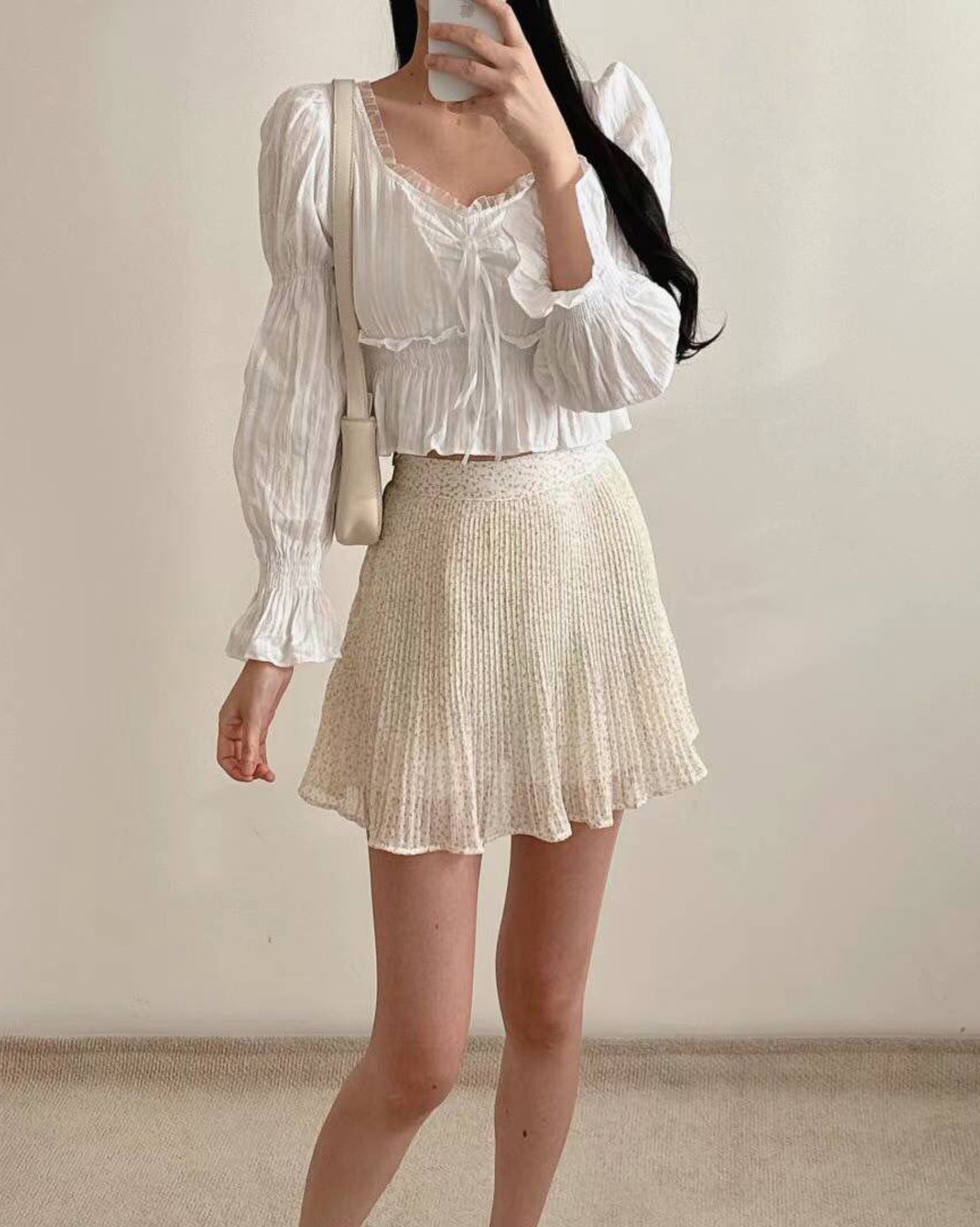 【٩(^ᗜ^ )و ´-高詢問度.ᐟ.彈力靚靚碎花～修𝗦𝗵𝗮𝗽𝗲～】小碎花百摺裙仔 (𝗩𝗲𝗿 𝟮.)