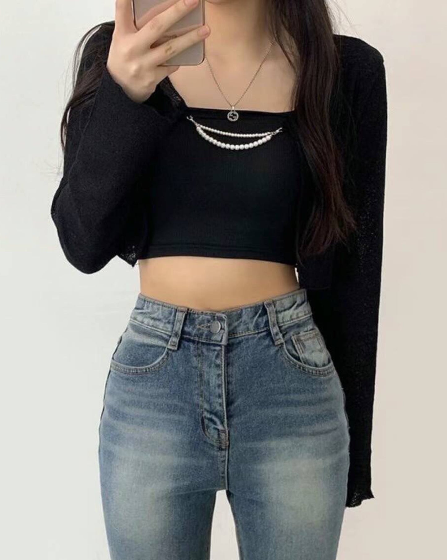 【韓國𝗗𝗮𝘆 𝟲 🇰🇷 | 大熱+透薄.ᐟ】珠仔鏈子外套