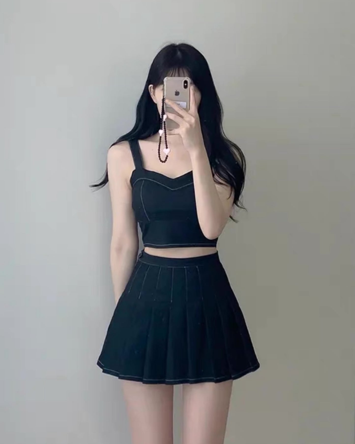 【早鳥價 | 牛仔𝗩𝗶𝗯𝗲+可分開入手.ᐟ.ᐟ】𝗛𝗲𝗮𝗿𝘁 𝗦𝗵𝗮𝗽𝗲 𝗧𝗼𝗽+𝗦𝗸𝗶𝗿𝘁 𝗦𝗲𝘁 (連𝗣𝗔𝗗)