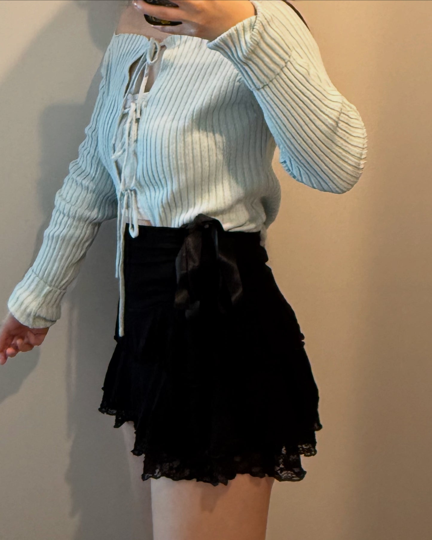 【微甜綁帶 🍉 🍉 蓬～鬆～內有打底褲 !】仙氣修腰短裙