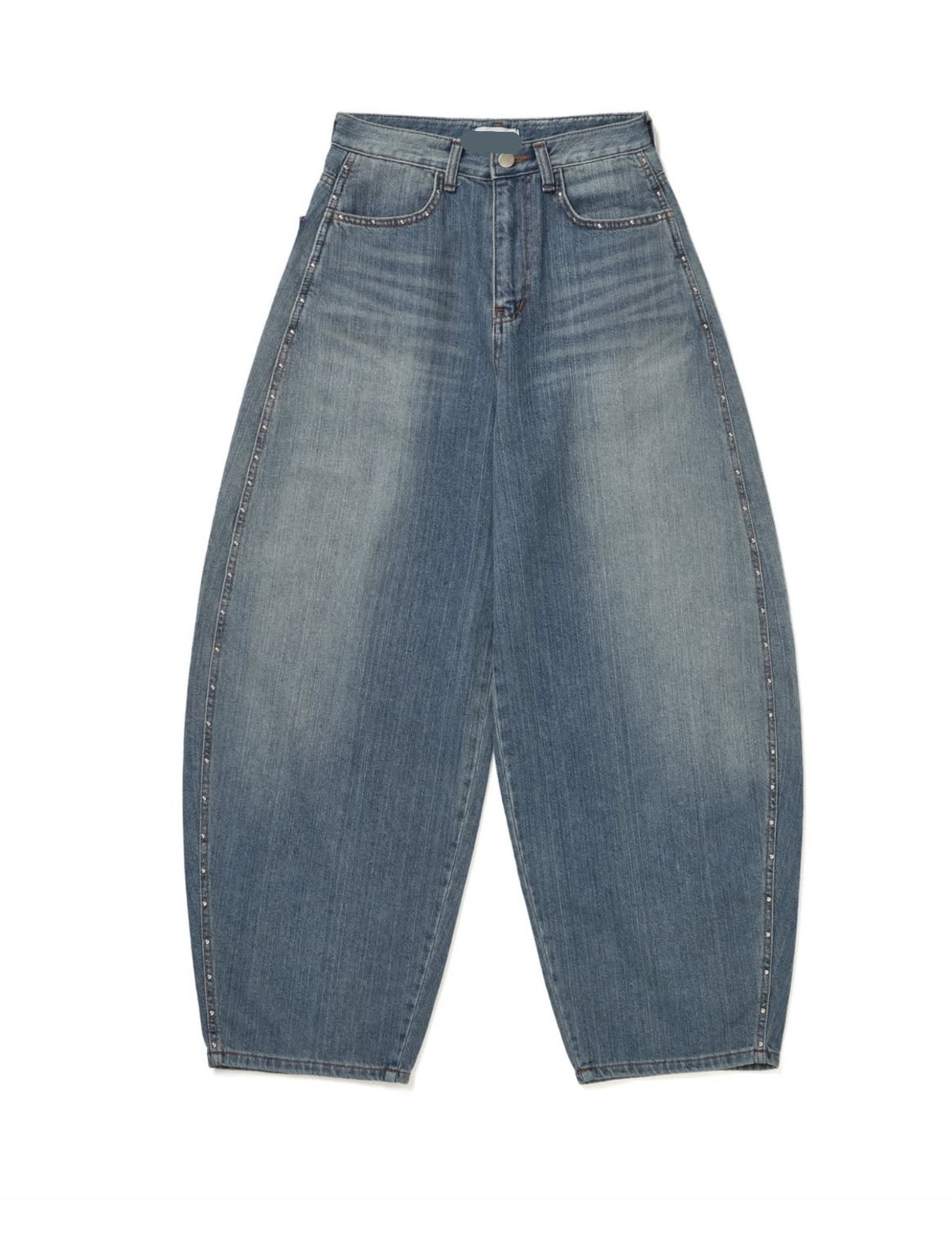 【 柳釘𝐕𝐞𝐫𝐬𝐢𝐨𝐧𖤣𖥧𖡼.𖤣𖥧寬鬆牛仔氣球神褲🎈๑齊③個𝗦𝗶𝘇𝗲๑ 早鳥 】  氣球柳釘彎刀褲