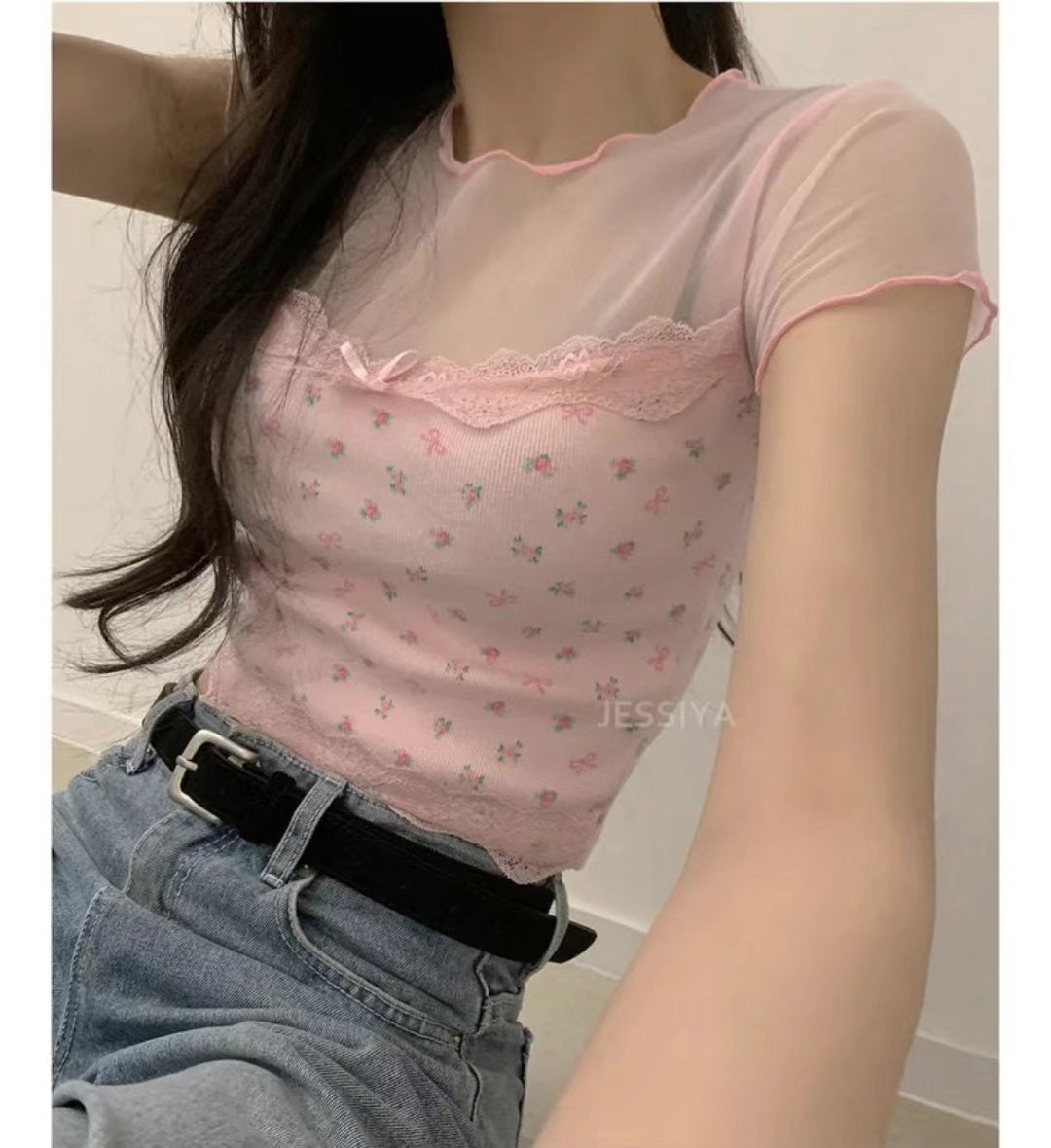 【⋆｡‧˚ʚ🍓ɞ˚‧｡⋆絕美網紗碎花𝗣𝗜𝗖𝗞🌹 早鳥 】𝗙𝗹𝗼𝘄𝗲𝗿 𝗟𝗮𝗰𝗲 𝗧𝗼𝗽