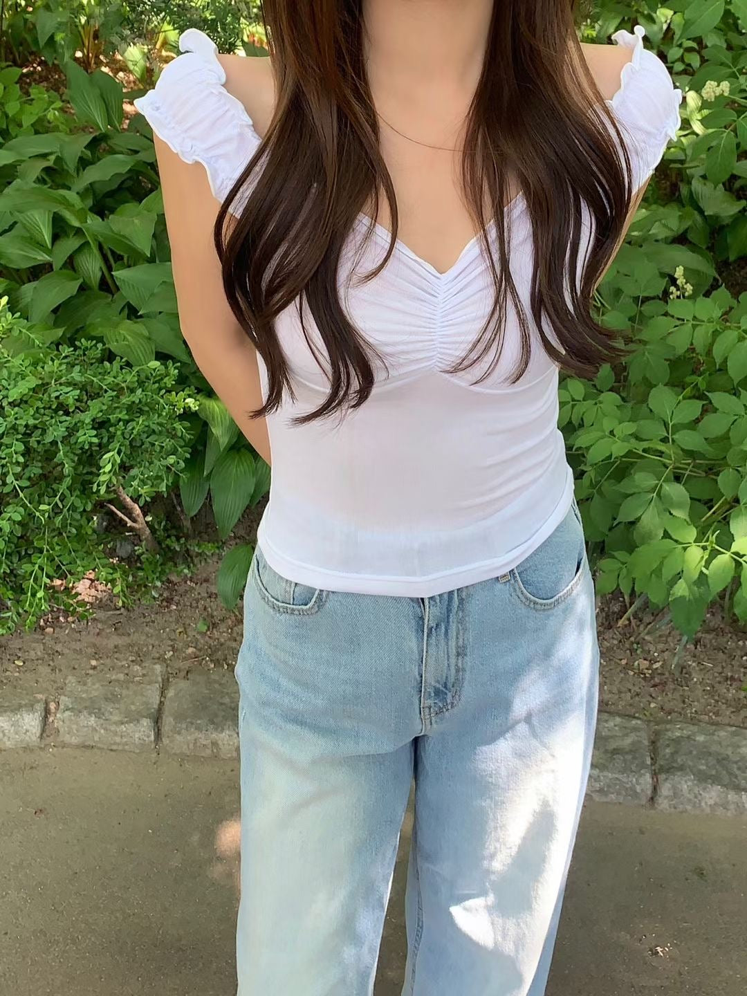 【 ≽^•⩊•^≼ 𝗦𝗨𝗠𝗠𝗘𝗥 𝗣𝗜𝗖𝗞 $𝟵𝟵 / 皺摺木耳邊邊吊帶☼ 】𝗗𝗿𝗲𝗮𝗺𝘆 𝗧𝗮𝗻𝗸 𝗧𝗼𝗽