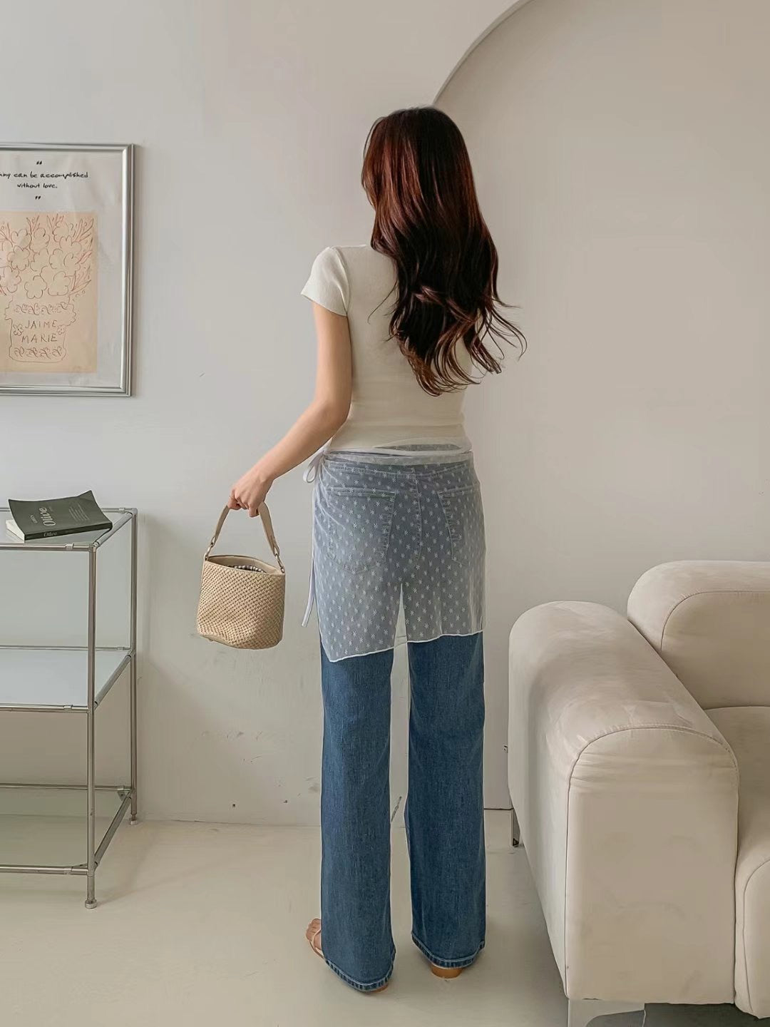 【ྀིྀི‘’𖦹 𝗛𝗞𝗱 𝟵𝟵 ！透薄花紋】綁帶外搭裙