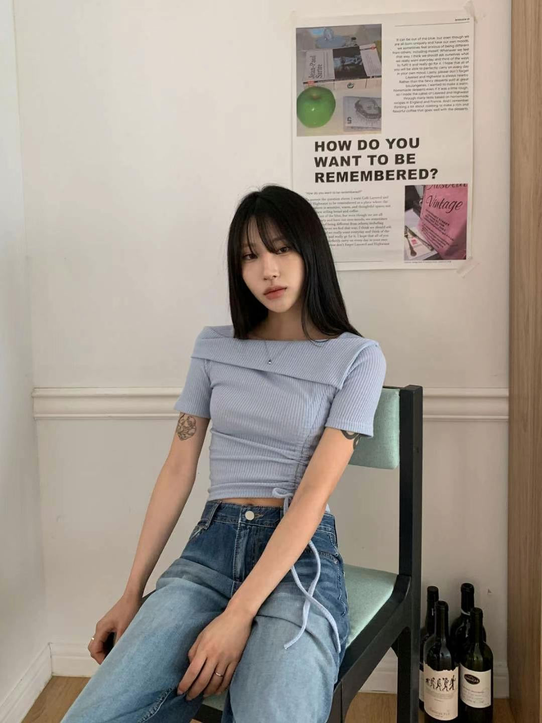 【早鳥 ! 斜肩綁帶ᰔᩚ 設計感𝗨𝗣】𝗖𝗿𝗼𝘀𝘀 𝗟𝗮𝗰𝗲 𝗦𝗾𝘂𝗮𝗿𝗲 𝗧𝗼𝗽