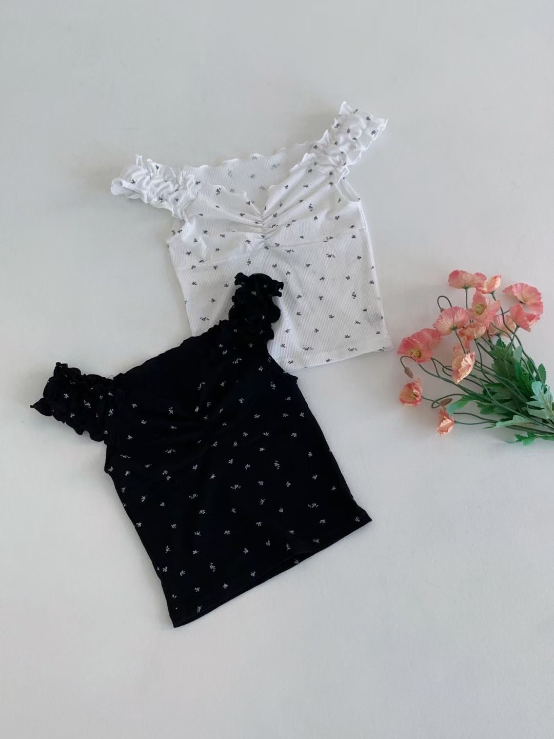 【 𓂃 ོ☼𓂃 皺摺木耳邊吊帶 夏日感🈵️ 早鳥！ 】𝗙𝗹𝗼𝘄𝗲𝗿 𝗧𝗮𝗻𝗸 𝗧𝗼𝗽