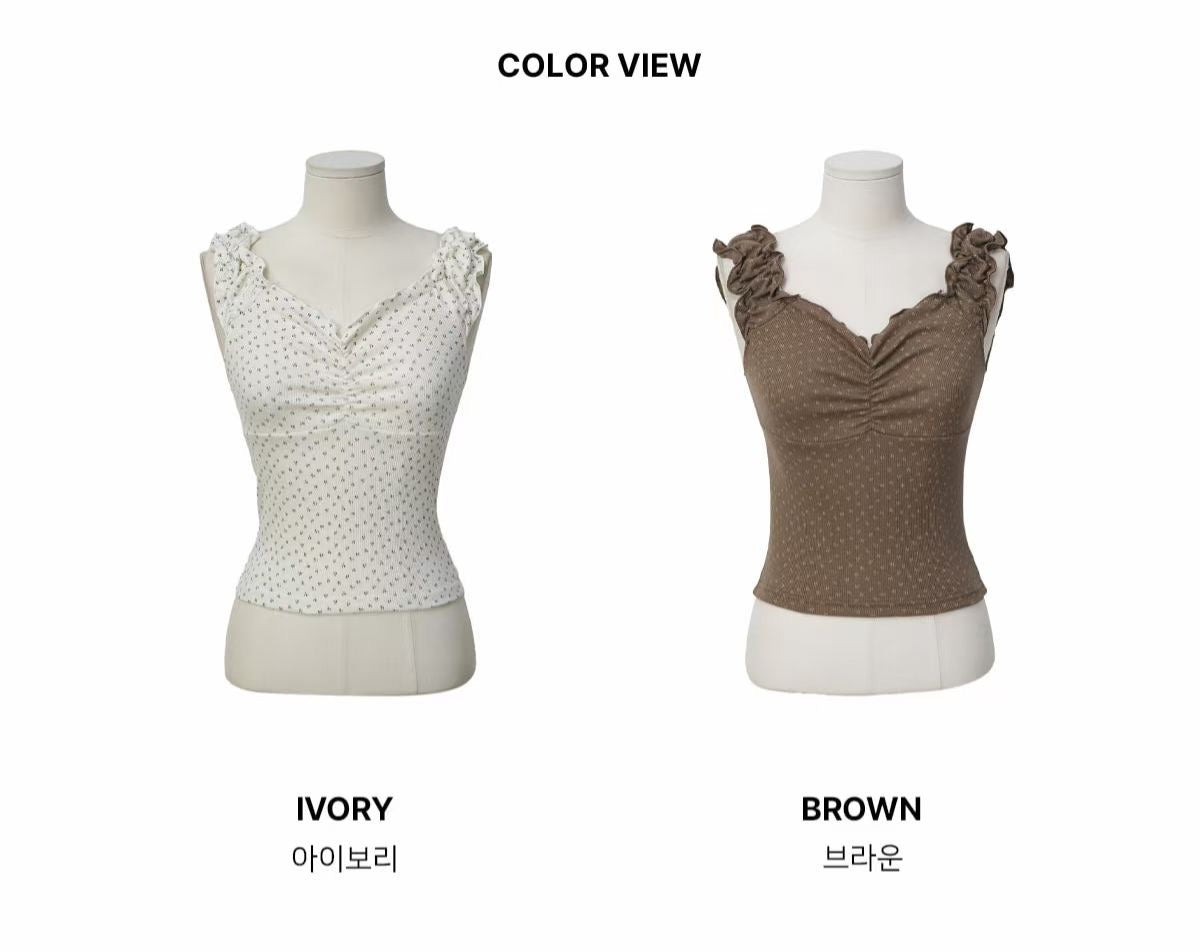 【 🌼 皺摺小雛菊紋吊帶 夏日𝗩𝗜𝗕𝗘 𝗨𝗣 ₊˚ʚ 🌱 ₊˚✧ ﾟ.早鳥！ 】小雛菊彈力兩著上衣