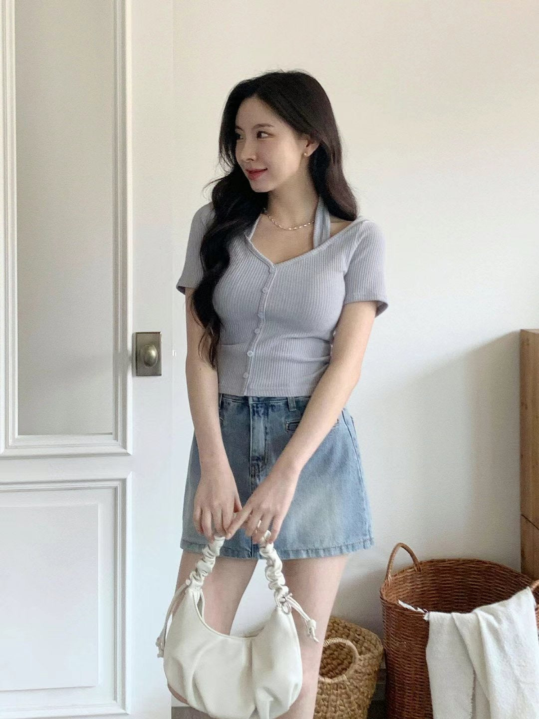 【 💎冰藍色💎心形領早鳥掛頸 ❤️】𝗕𝘂𝘁𝘁𝗲𝗿 𝗚𝗶𝗿𝗹 𝗧𝗼𝗽