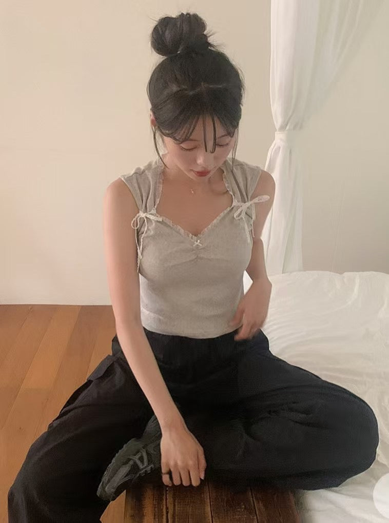 【 ﹏𓊝﹏𓂁﹏⊹ ࣪ ˖綁帶蝴蝶! 滿滿活力感 🎀 早鳥 】𝗣𝘂𝗿𝗲 𝗥𝗮𝗰𝗲 𝗧𝗮𝗻𝗸 𝗧𝗼𝗽