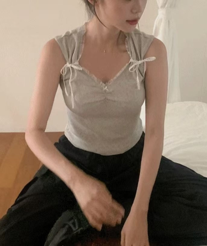 【 ﹏𓊝﹏𓂁﹏⊹ ࣪ ˖綁帶蝴蝶! 滿滿活力感 🎀 早鳥 】𝗣𝘂𝗿𝗲 𝗥𝗮𝗰𝗲 𝗧𝗮𝗻𝗸 𝗧𝗼𝗽