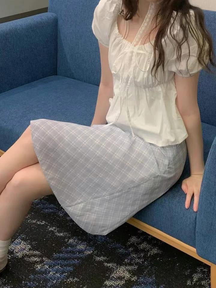 【 ‧₊˚ 美美湖水藍💙擁有橡筋腰 ୨ৎ特別兩層𝟳分裙დ】 𝗗𝗶𝗮𝗺𝗼𝗻𝗱 𝗦𝗵𝗮𝗽𝗲𝗱 𝗦𝗸𝗶𝗿𝘁 (𝗟𝗢𝗡𝗚 𝗩𝗘𝗥)