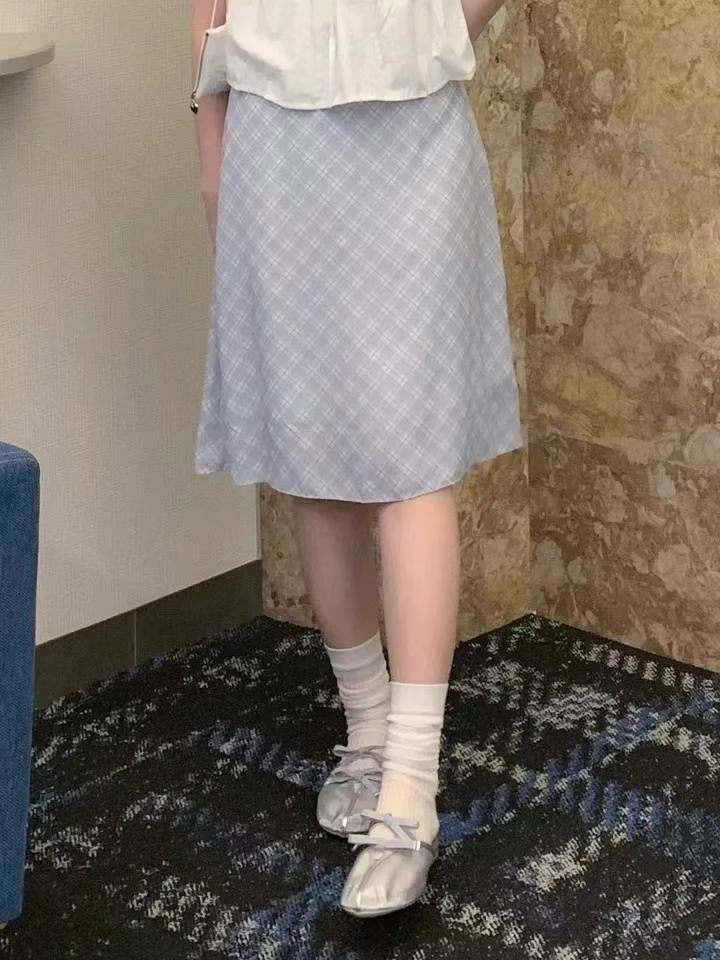 【 ‧₊˚ 美美湖水藍💙擁有橡筋腰 ୨ৎ特別兩層𝟳分裙დ】 𝗗𝗶𝗮𝗺𝗼𝗻𝗱 𝗦𝗵𝗮𝗽𝗲𝗱 𝗦𝗸𝗶𝗿𝘁 (𝗟𝗢𝗡𝗚 𝗩𝗘𝗥)