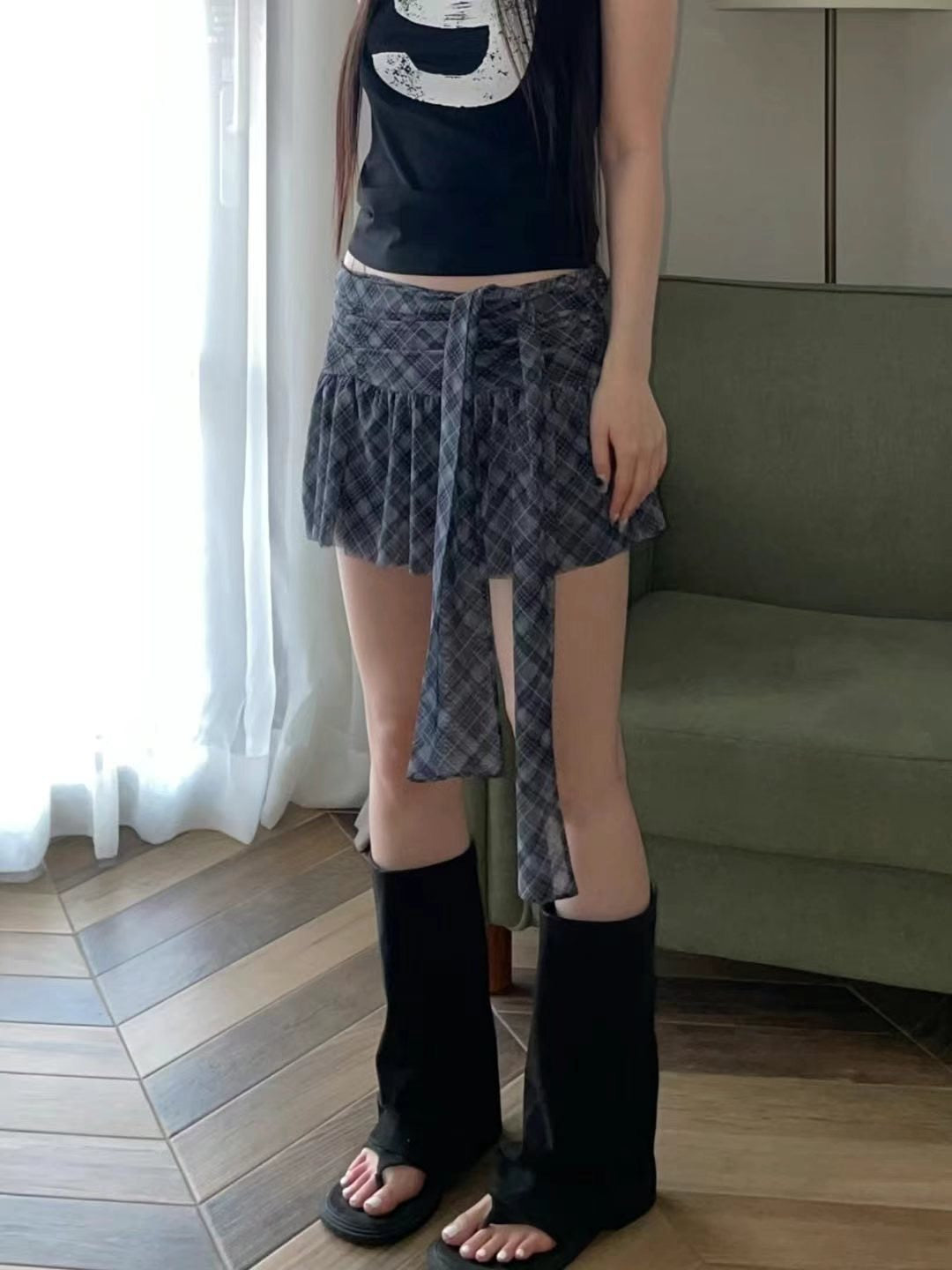 【♡⸝⸝𝗠𝗬 𝗣𝗜𝗖𝗞♡⸝⸝超美綁帶花紋@絕對對得起價錢(˶˃ ᵕ ˂˶) 早鳥 ! 】𝗧𝗶𝗲 𝗨𝗽 𝗠𝗶𝗻𝗶 𝗦𝗸𝗶𝗿𝘁