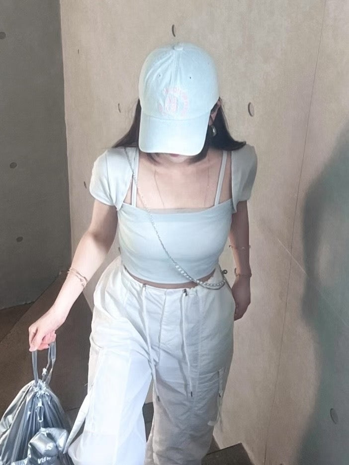 【 ♡( ⸝⸝´꒳`⸝⸝)高級感 拼紗方領𝗧𝗼𝗽🌿˚早鳥~】𝗦𝗾𝘂𝗮𝗿𝗲 𝗖𝗵𝗶𝗳𝗳𝗼𝗻 𝗧𝗼𝗽