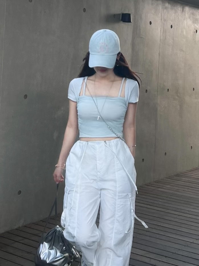 【 ♡( ⸝⸝´꒳`⸝⸝)高級感 拼紗方領𝗧𝗼𝗽🌿˚早鳥~】𝗦𝗾𝘂𝗮𝗿𝗲 𝗖𝗵𝗶𝗳𝗳𝗼𝗻 𝗧𝗼𝗽