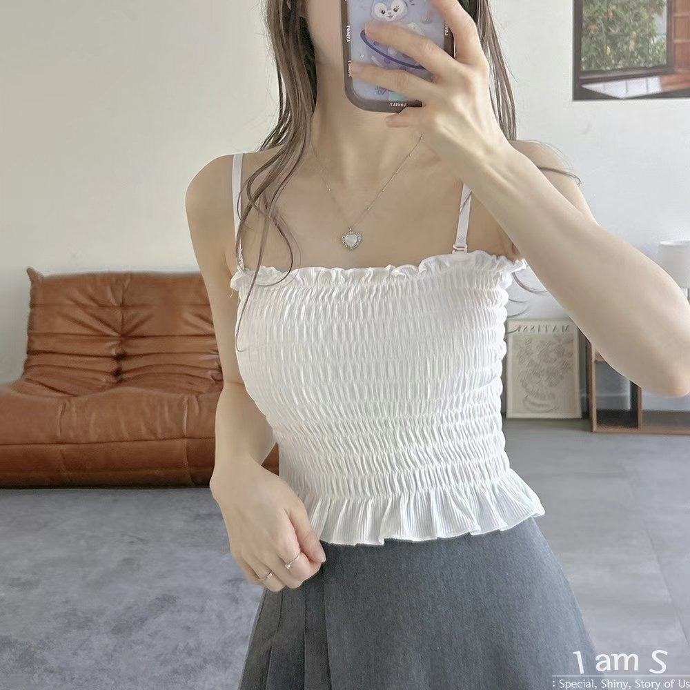 【◡̈ 獨家人氣𝗖𝗢𝗠𝗘𝗕𝗔𝗖𝗞 ◡̈ 超美皺摺背心❤ 𝗛𝗞𝗱 𝟭𝟬𝟵 𝗣𝗜𝗖𝗞❤ 可拆除吊帶 】𝗦𝘄𝗶𝘀𝘀 𝗩𝗲𝘀𝘁 (連𝗣𝗔𝗗)