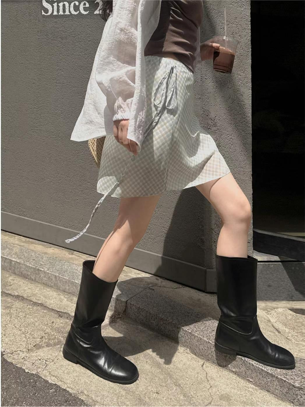 【 ‧₊˚ 側綁帶 擁有橡筋腰 ୨ৎ特別兩層裙დ 超推湖水藍】 𝗗𝗶𝗮𝗺𝗼𝗻𝗱 𝗦𝗵𝗮𝗽𝗲𝗱 𝗦𝗸𝗶𝗿𝘁