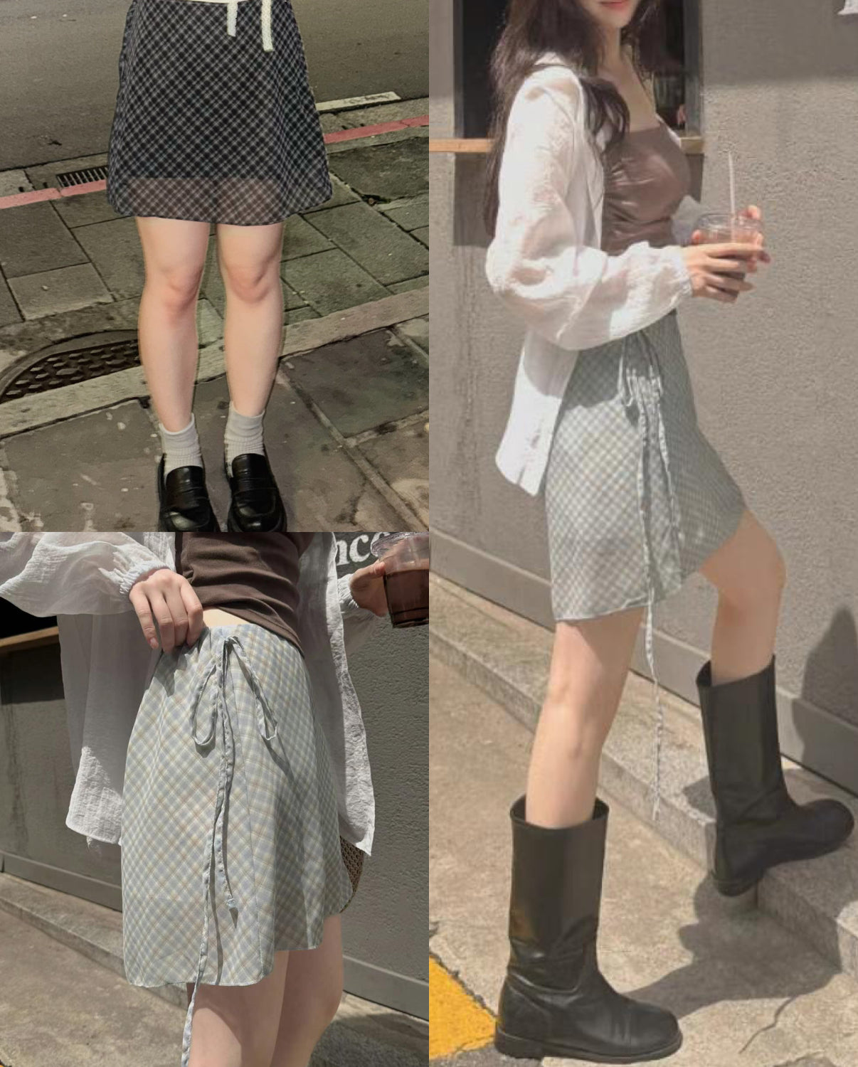 【 ‧₊˚ 側綁帶 擁有橡筋腰 ୨ৎ特別兩層裙დ 超推湖水藍】 𝗗𝗶𝗮𝗺𝗼𝗻𝗱 𝗦𝗵𝗮𝗽𝗲𝗱 𝗦𝗸𝗶𝗿𝘁