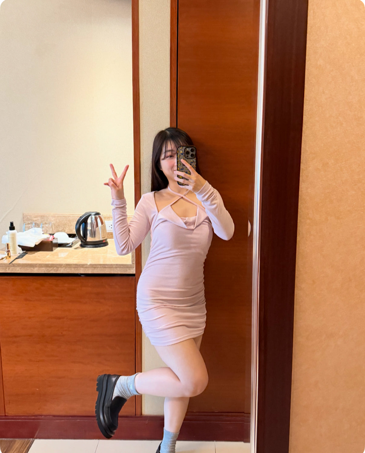 【 超美～皺摺紋～| 收腰包臀 ！淡紫色吸睛 💜  💜 +任綁帶】𝗪𝗿𝗶𝗻𝗸𝗹𝗲𝘀 𝗢𝗣𝗦