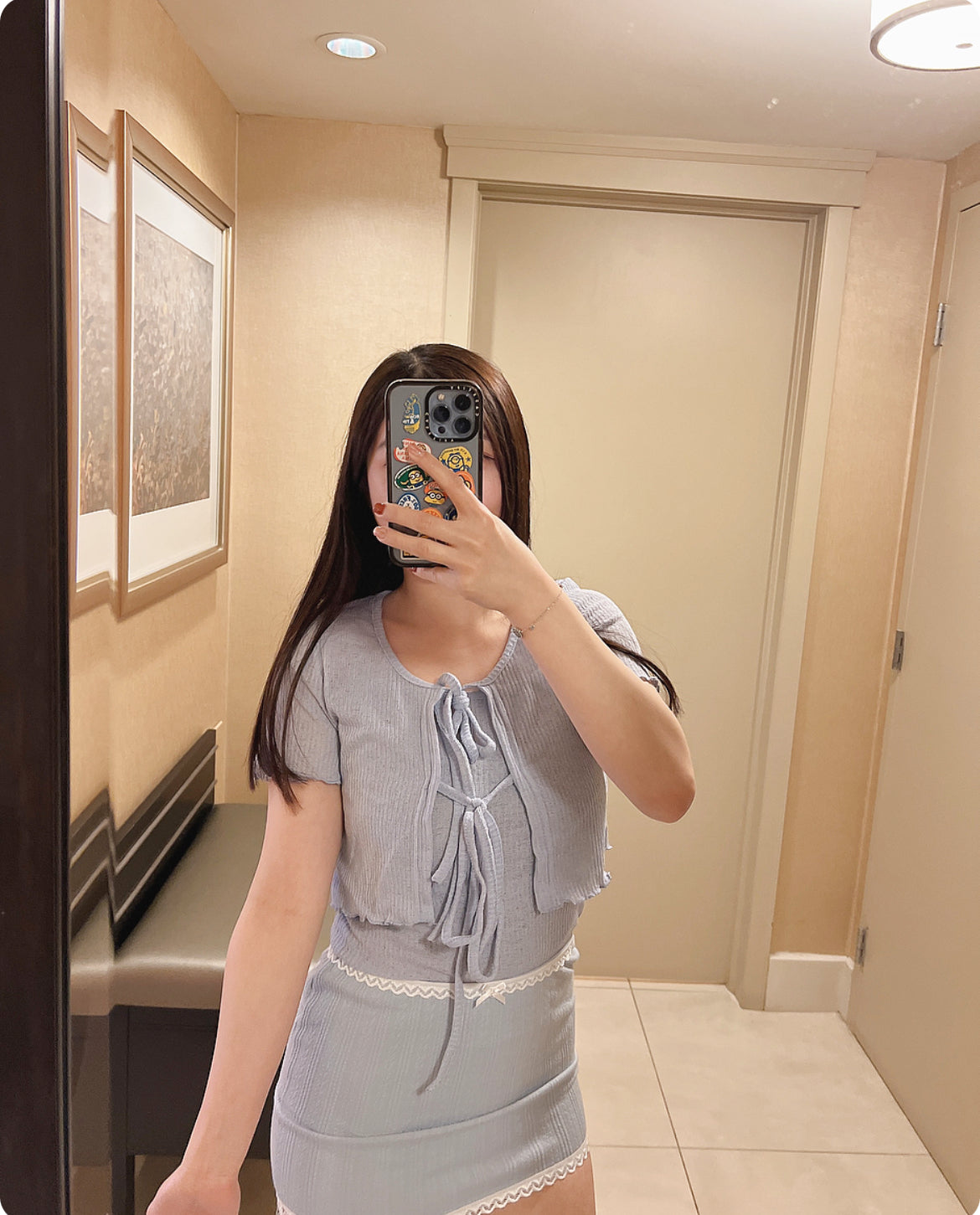 【𝗚𝗶𝗿𝗹𝘆甜美𝗙𝗲𝗲𝗹+軟綿綿質感🧇.ᐟ.ᐟ 】𝗪𝗮𝗳𝗳𝗹𝗲 𝗧𝗼𝗽 𝗦𝗲𝘁