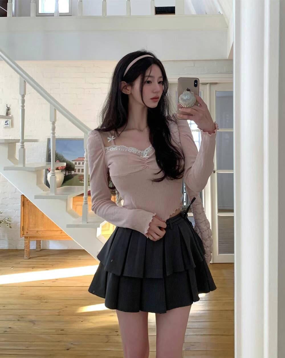 【早鳥～價～泡泡袖ෆෆ可愛雙蝴蝶+蕾絲邊 🫧🌷ෆ】𝗖𝘂𝘁𝗶𝗲 𝗟𝗮𝗰𝗲 𝗚𝗶𝗿𝗹 𝗧𝗼𝗽