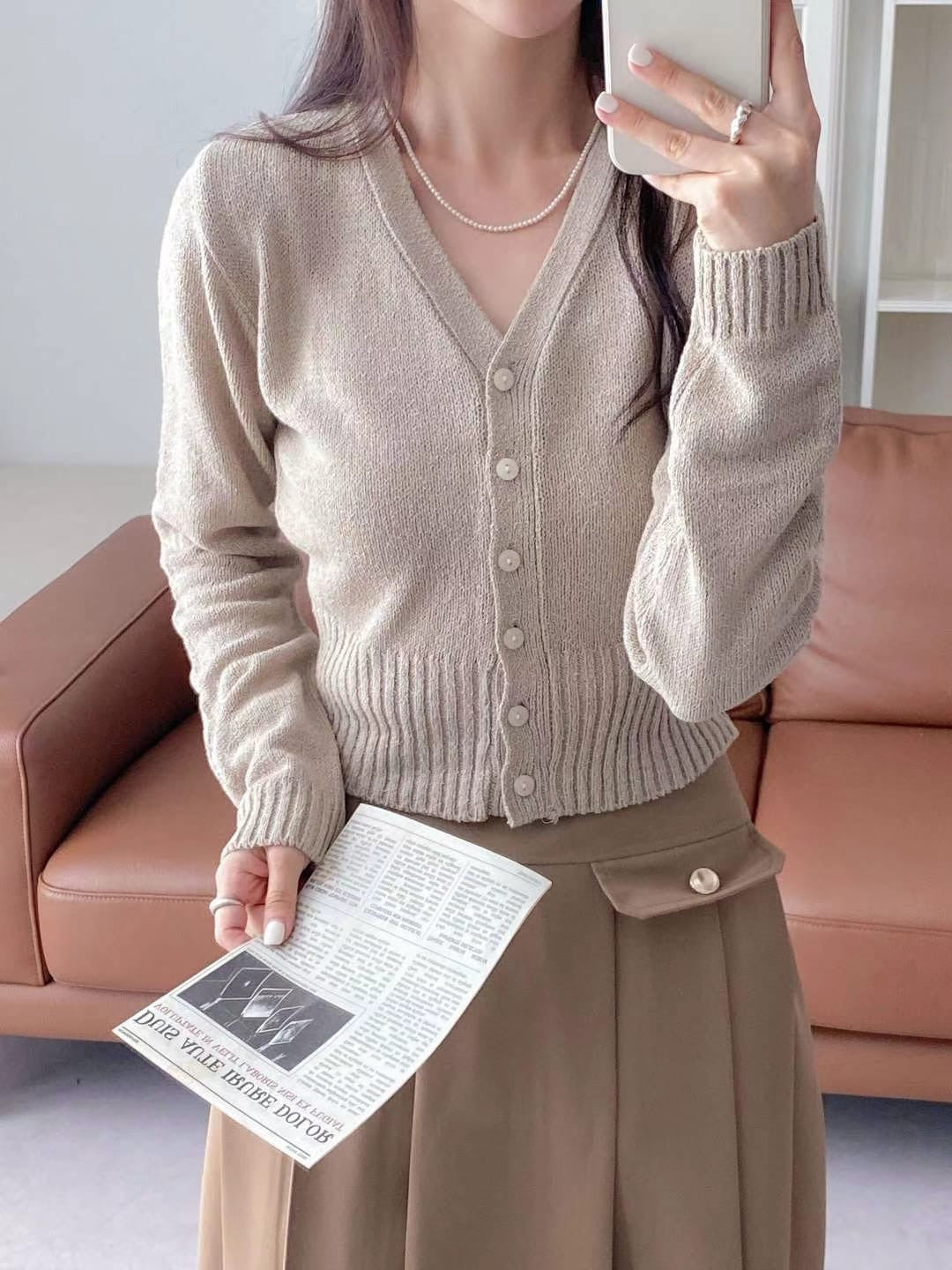 【 ˚₊‧꒰ა 𓂋 ໒꒱ ‧₊˚針織爆表  超美卡其色🤎 早鳥價】𝗦𝘄𝗲𝗲𝘁 𝗟𝗼𝘃𝗲 𝗖𝗮𝗿𝗱𝗶𝗴𝗮𝗻 𝗧𝗼𝗽