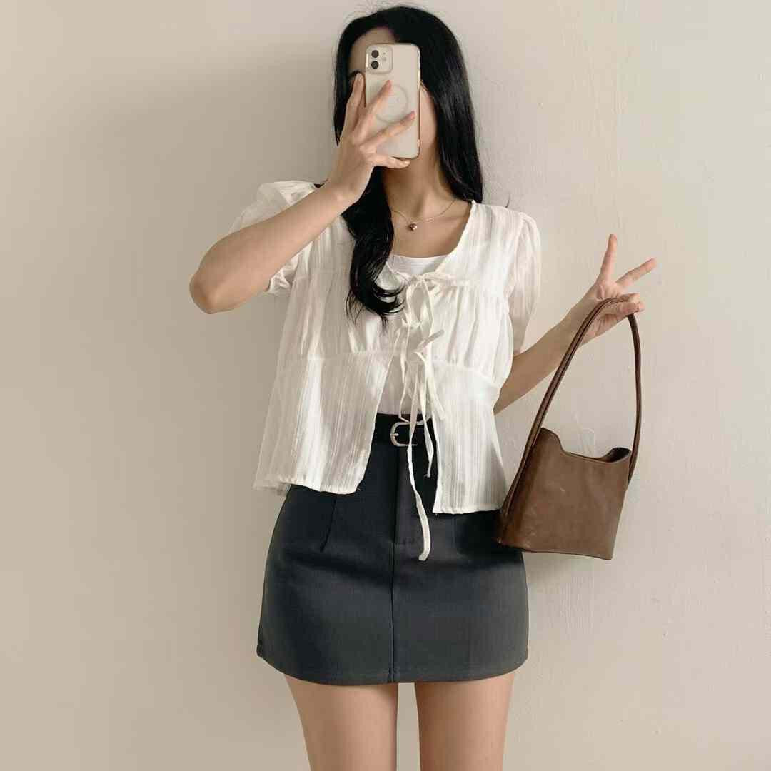 【༘˚⋆𐙚｡⋆𖦹.˚中長版溫柔外搭 💌 𝗩領綁帶 早鳥 】𝗦𝗸𝘆 𝗠𝗲 𝗧𝗼𝗽