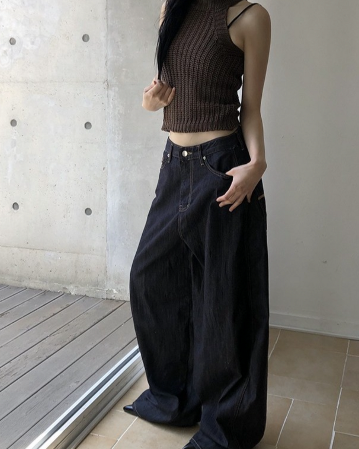 【 . ݁₊ ⊹ . ݁˖ . ݁上窄下寬鬆❤️早鳥彎刀線條版型俐落𝗨𝗣 ~ ③個𝗦𝗶𝘇𝗲๑ 】  𝗥𝗶𝗯𝗯𝗼𝗻 𝗗𝗲𝗻𝗶𝗺