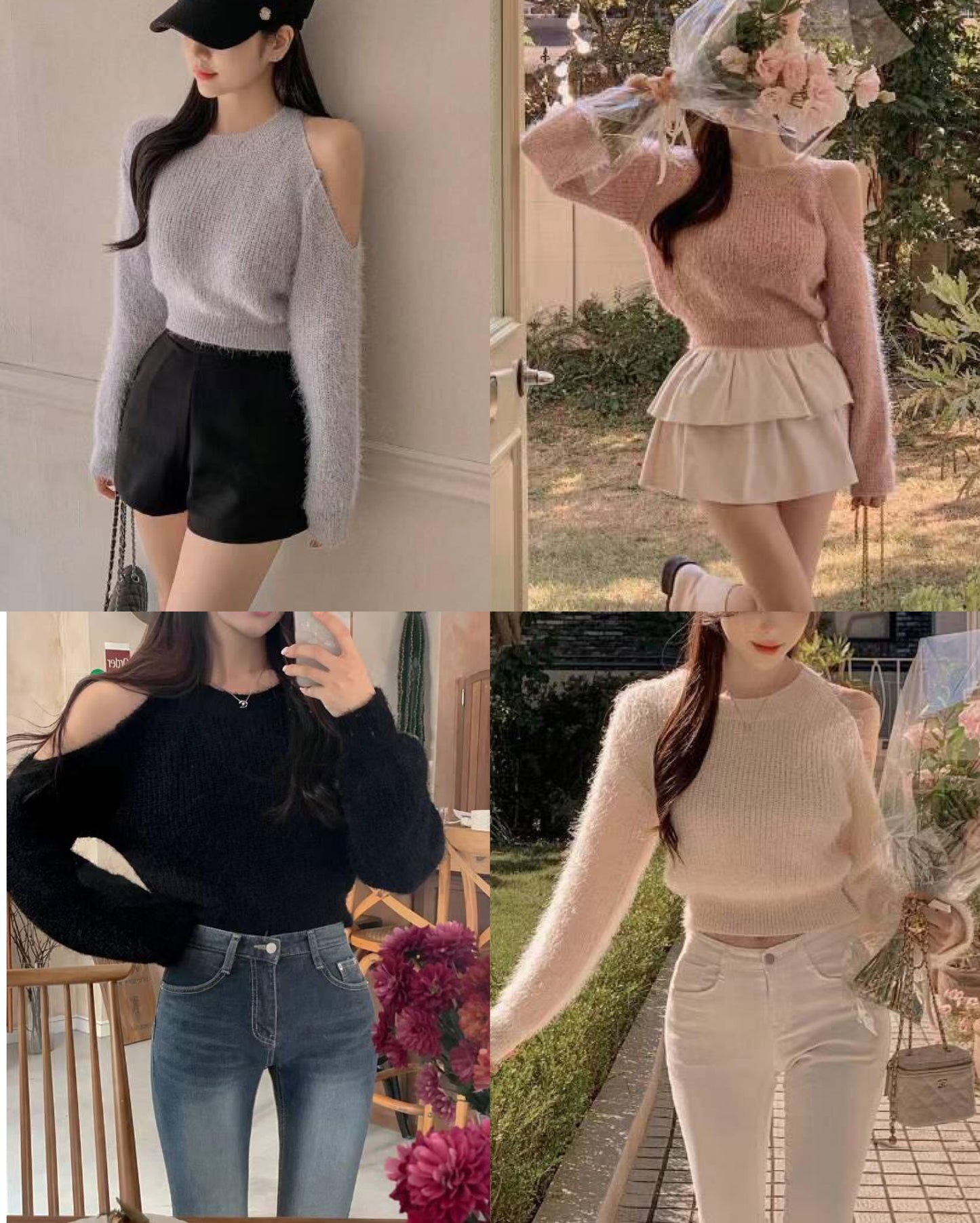 【美爆冰藍色～舒服厚毛毛+斜肩位.ᐟ.ᐟ】𝗙𝘂𝘇𝘇𝘆 𝗠𝗼𝗺𝗼 𝗧𝗼𝗽