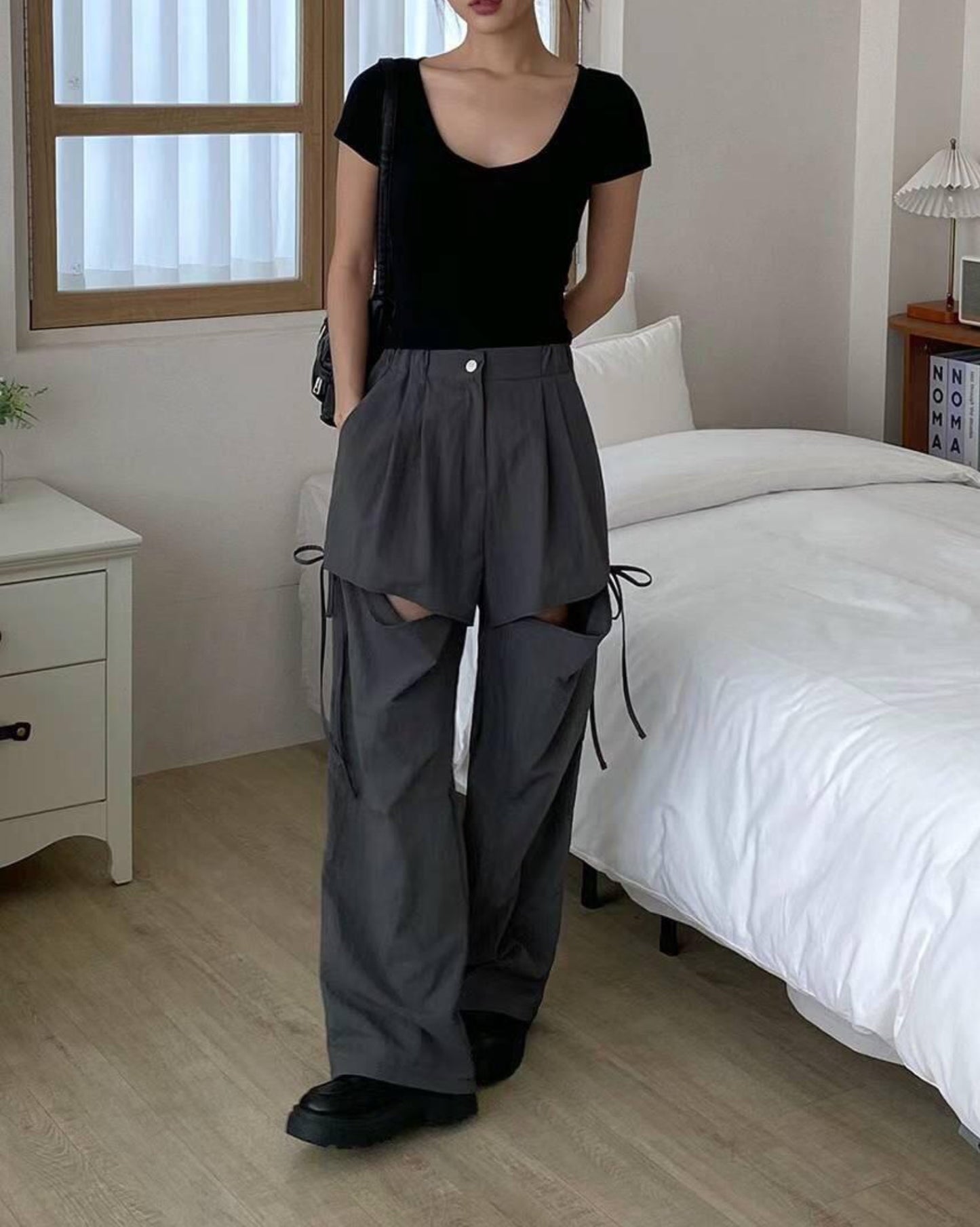 【早鳥價｜𝗬𝟮𝗞X 𝗥𝗶𝗯𝗯𝗼𝗻.ᐟ.ᐟ】破洞綁帶褲