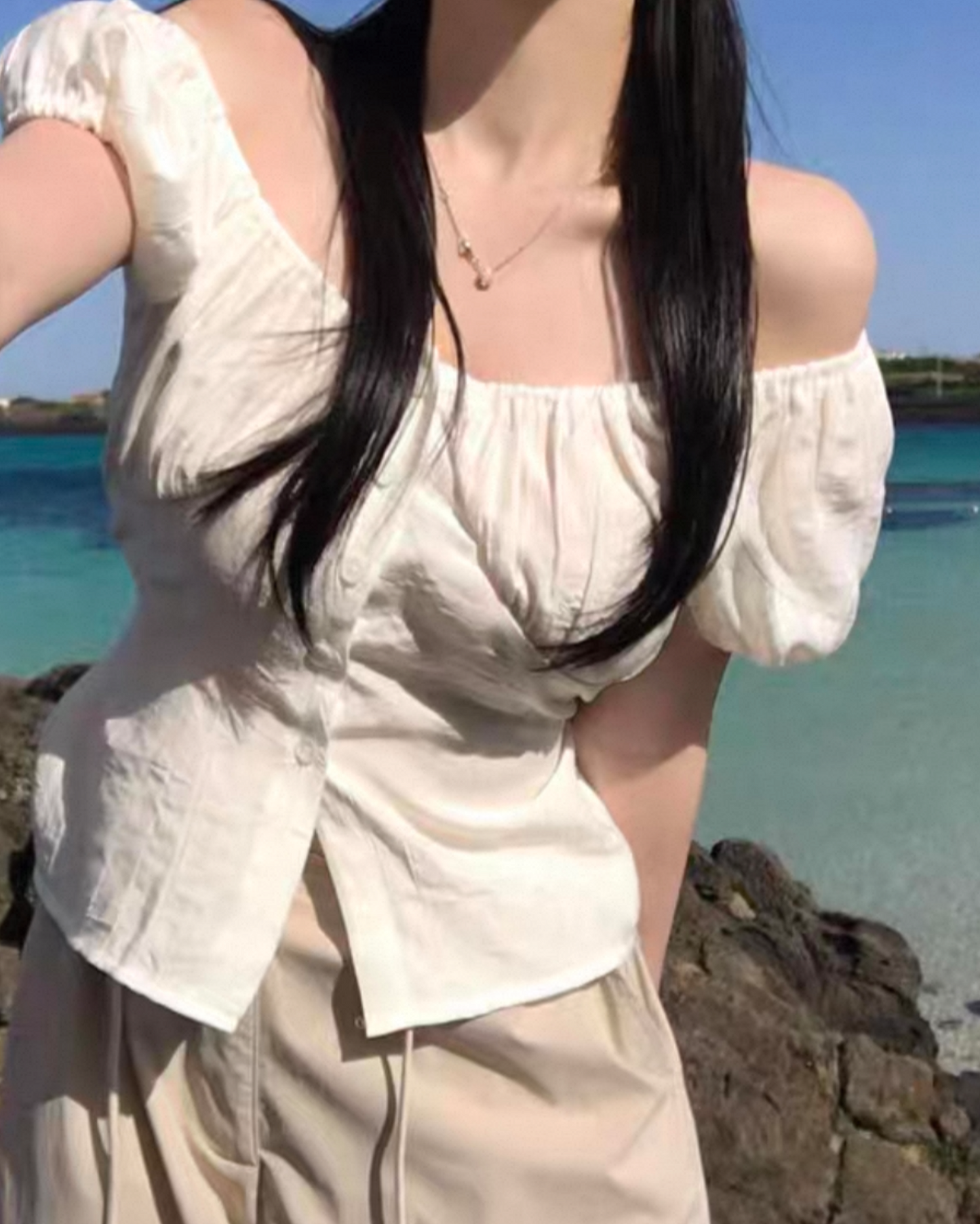 【ㅤᵕ̈ㅤᵕ̈ 𝟮 𝗪𝗮𝘆𝘀 露肩⋆˚࿔𝜗 後綁帶超收腰 ！！微開叉𝗢𝗻𝗻𝗶 𝗧𝘆𝗽𝗲 荷葉邊🍀】 𝟮 𝗪𝗮𝘆𝘀 𝗕𝗹𝗮𝘇𝗲𝗿 𝗕𝗹𝗼𝘂𝘀𝗲