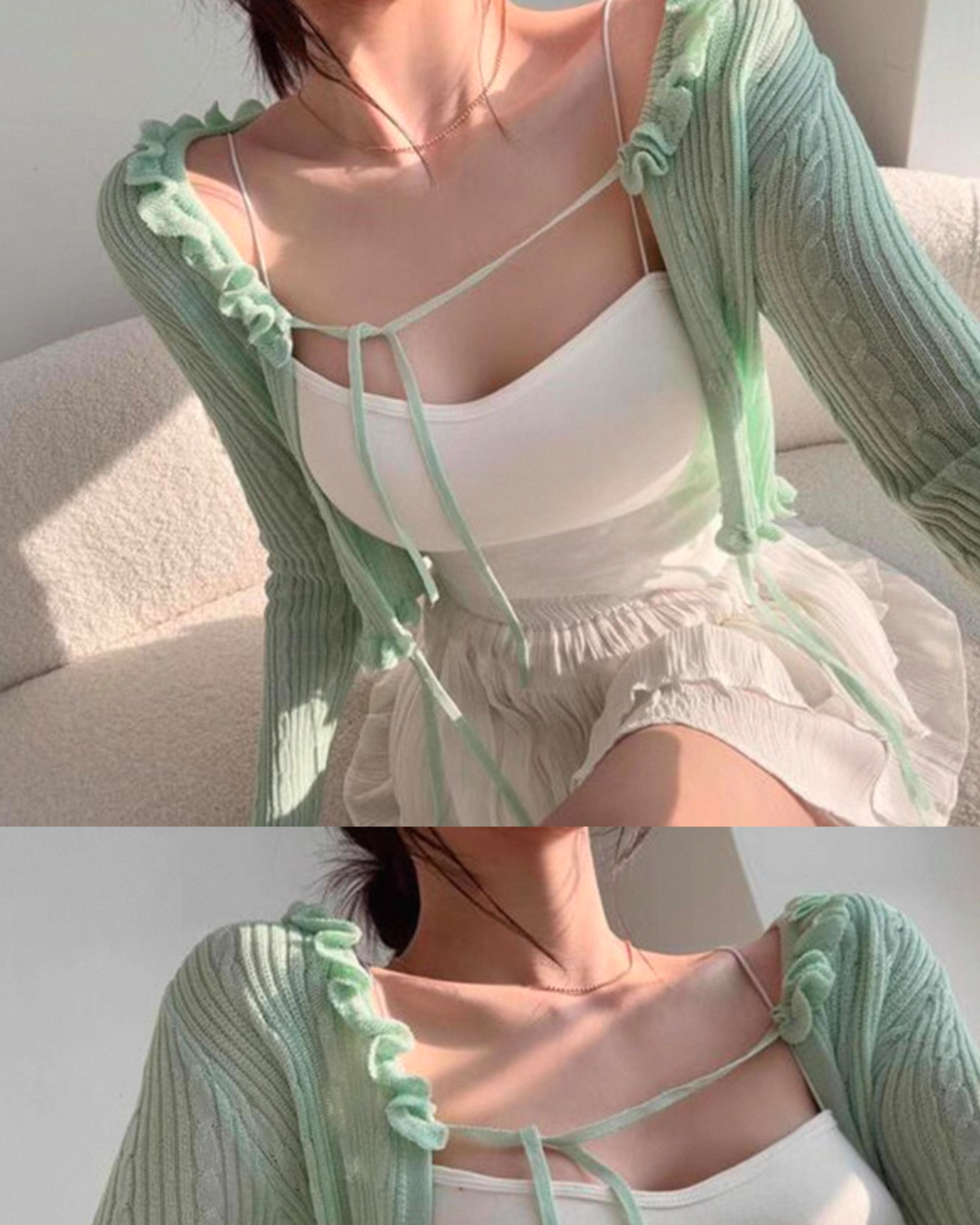 【 💕綁帶入門版～荷葉皺皺邊🍃 推薄荷綠<𝗘𝗮𝗿𝗹𝘆 𝗕𝗶𝗿𝗱>】𝗟𝗲𝗮𝗳 𝗨𝗽 𝗢𝘂𝘁𝗲𝗿