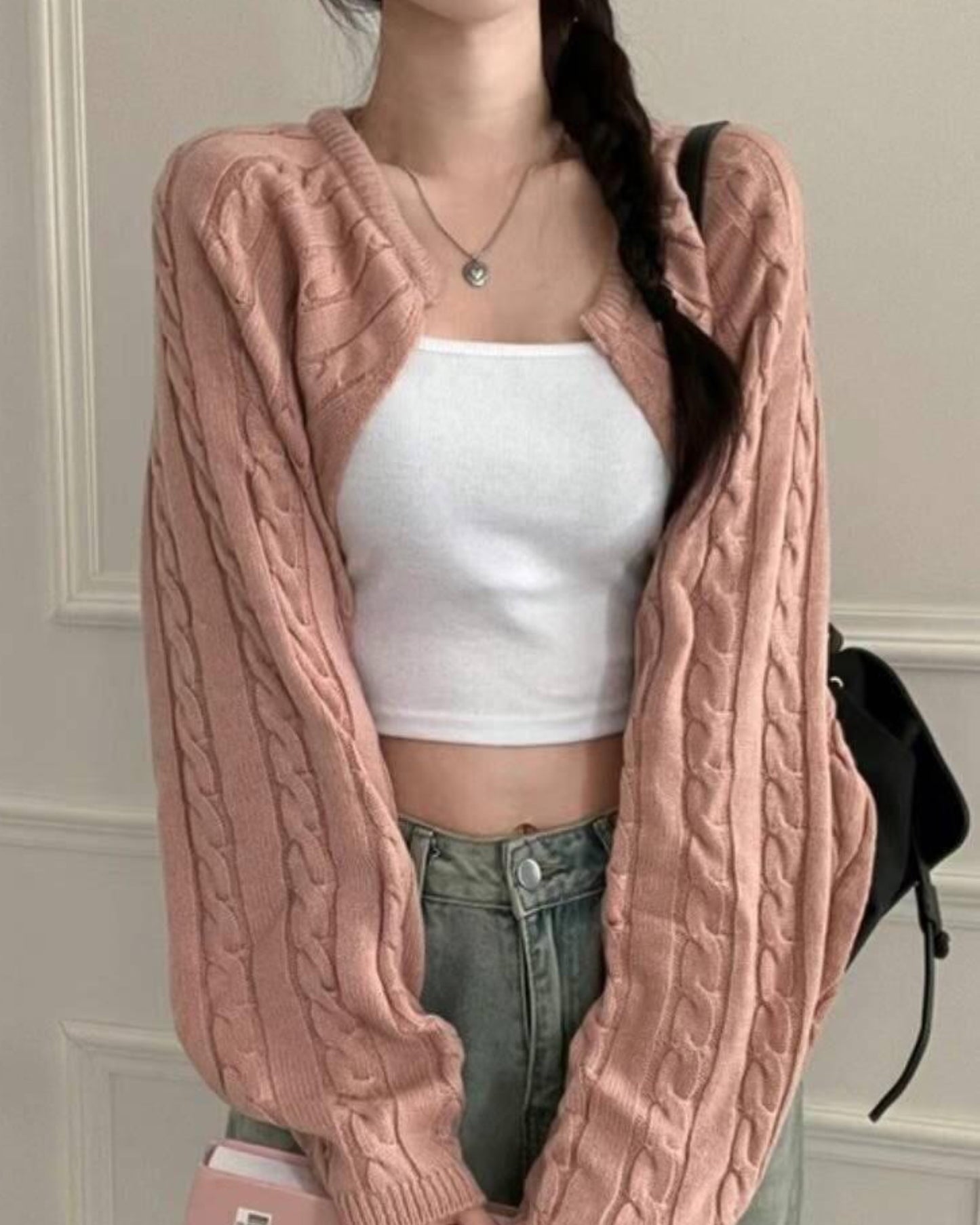 【 美美編織+ 麻花紋🌹🌹｜成套連背心入.ᐟ.ᐟ】 𝗙𝗹𝗼𝘄𝗲𝗿 𝗕𝗮𝘁 𝗢𝘂𝘁𝗲𝗿 + 𝗩𝗲𝘀𝘁 𝗦𝗲𝘁