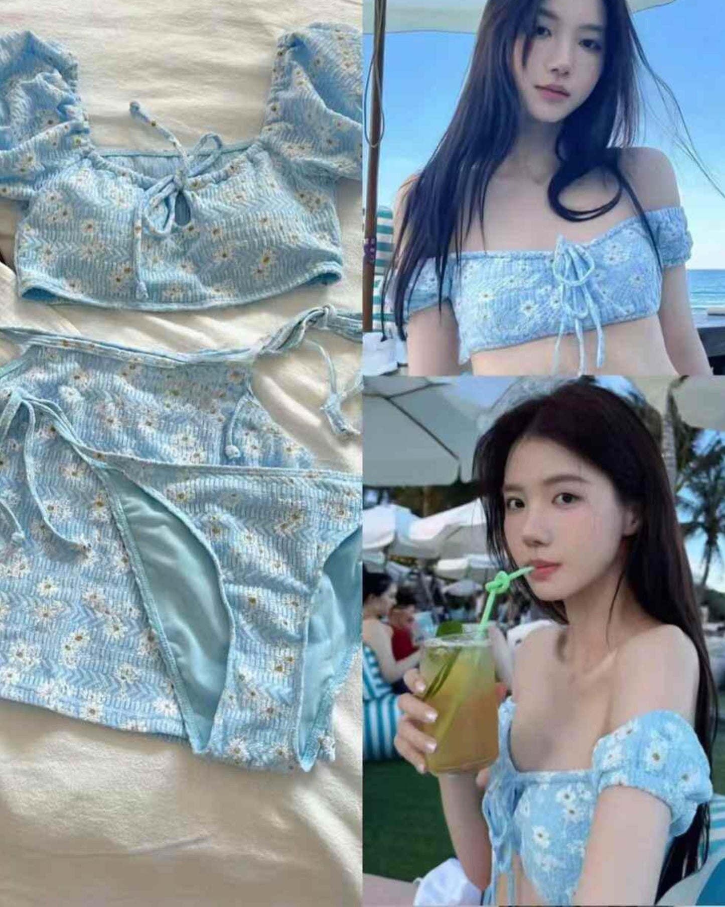 【 ᥫ᭡.早!鳥! 夏日皺菊紋】皺菊紋泳衣裝