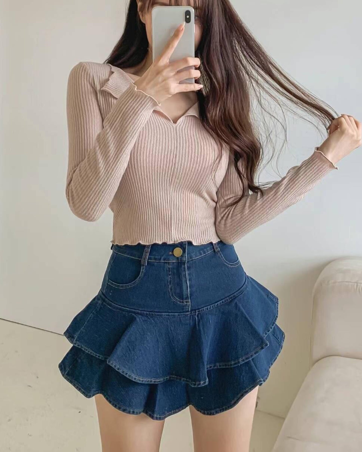 【𝗛𝗞𝗱 𝟭𝟬𝟵﻿ 區 | 小皺摺𓍯】開領小皺上衣