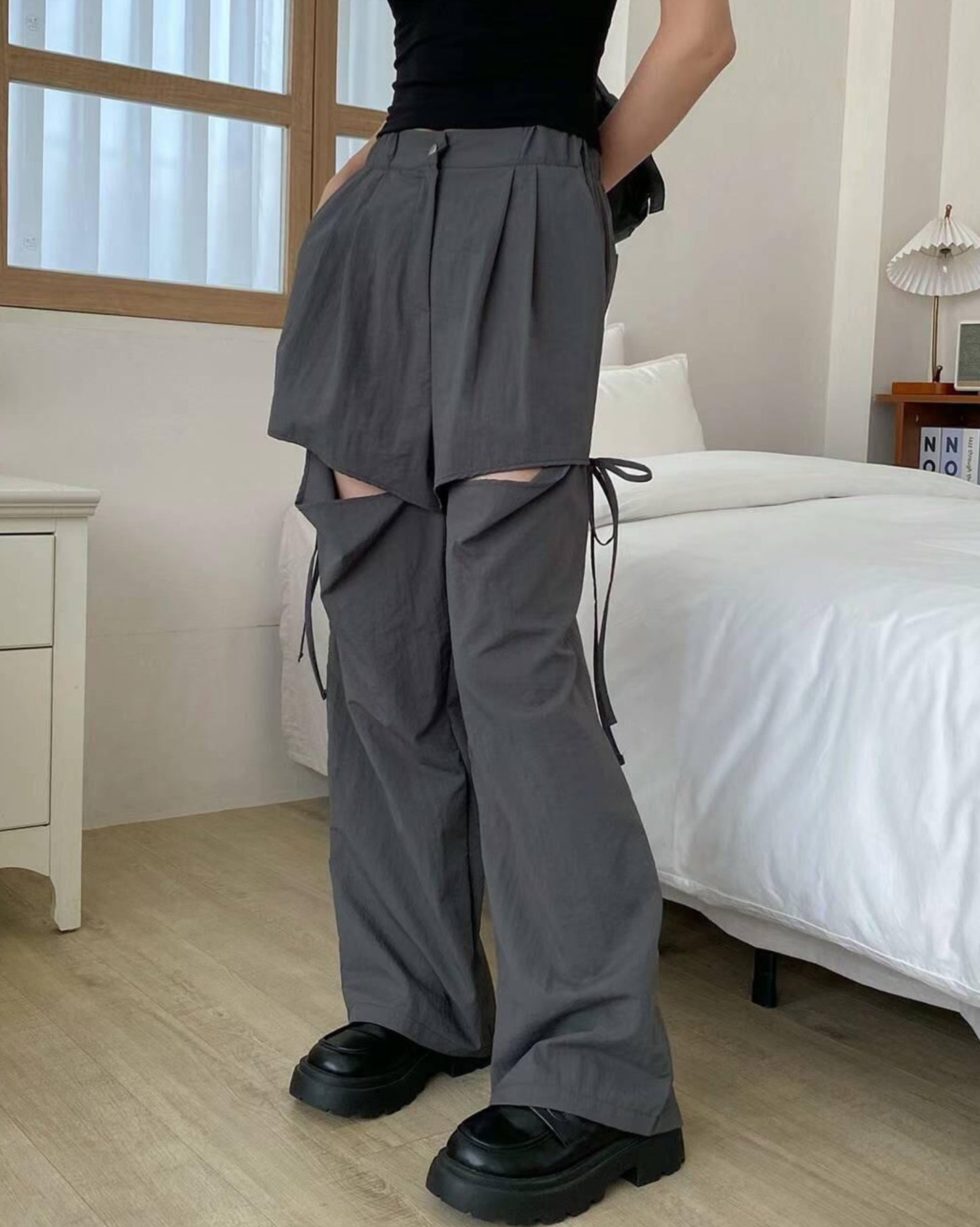 【早鳥價｜𝗬𝟮𝗞X 𝗥𝗶𝗯𝗯𝗼𝗻.ᐟ.ᐟ】破洞綁帶褲