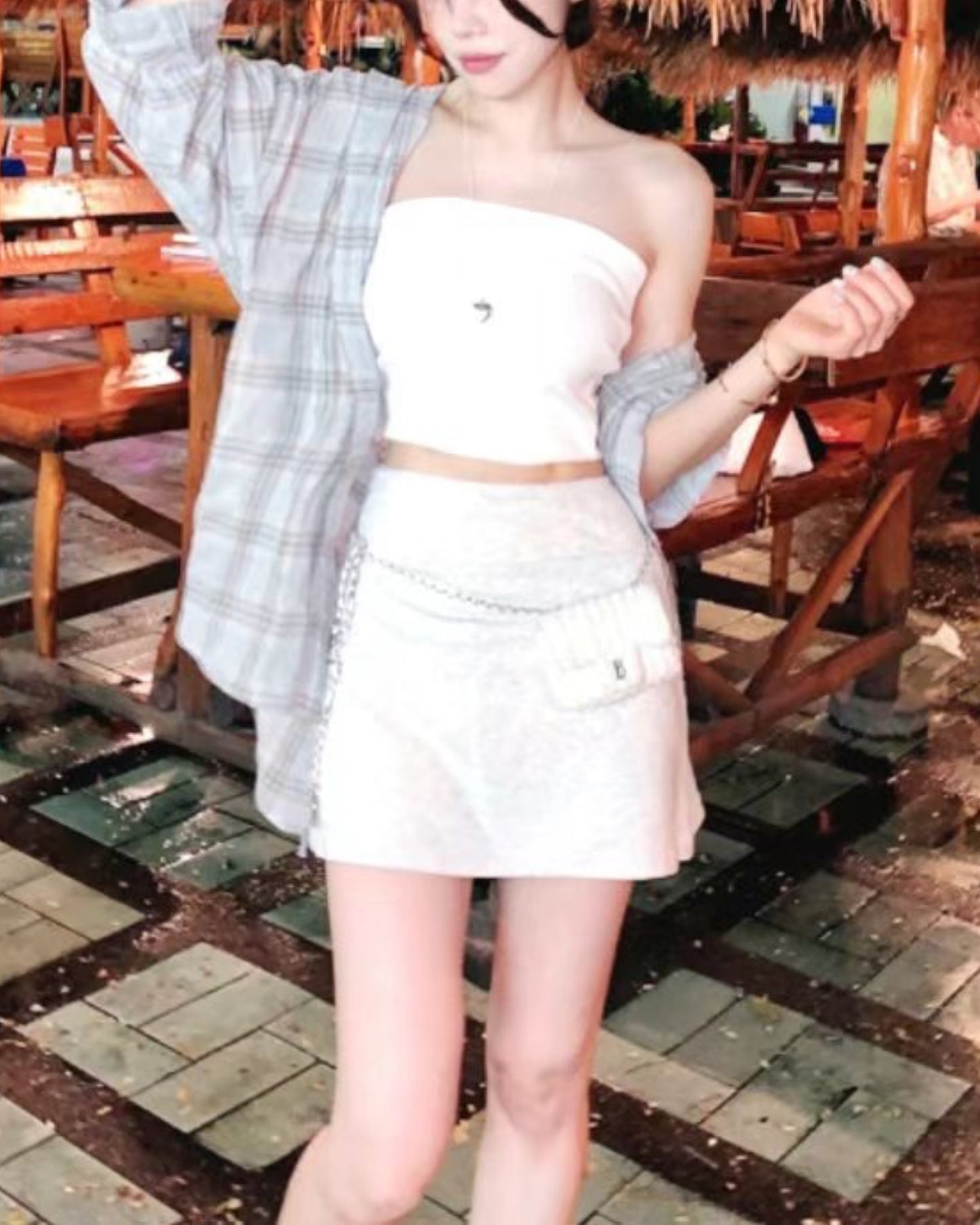 【高腰～超美傘型～𝗢𝗮𝘁𝗺𝗶𝗹𝗸色推🥛🌾日常裙褲 ദ്ദി ˉ͈̀꒳ˉ͈́ )✧早鳥】𝗣𝗹𝗮𝗶𝗻 𝗜𝗰𝘆 𝗦𝗸𝗶𝗿𝘁 (連褲子)