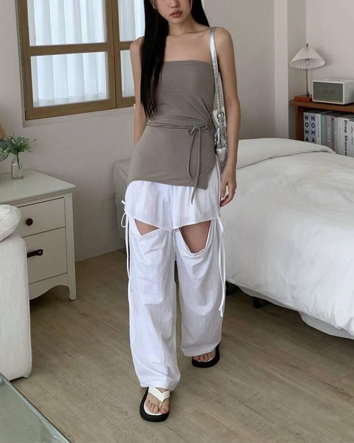 【早鳥價｜𝗬𝟮𝗞X 𝗥𝗶𝗯𝗯𝗼𝗻.ᐟ.ᐟ】破洞綁帶褲