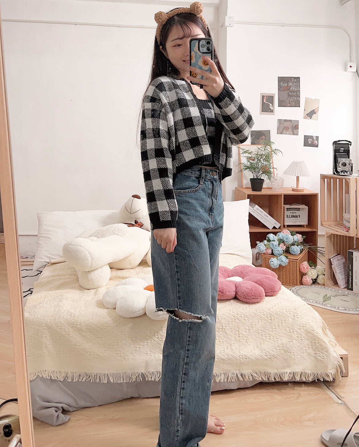 【必入推介.ᐟ.ᐟ】破洞牛仔高腰闊褲