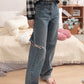 【必入推介.ᐟ.ᐟ】破洞牛仔高腰闊褲