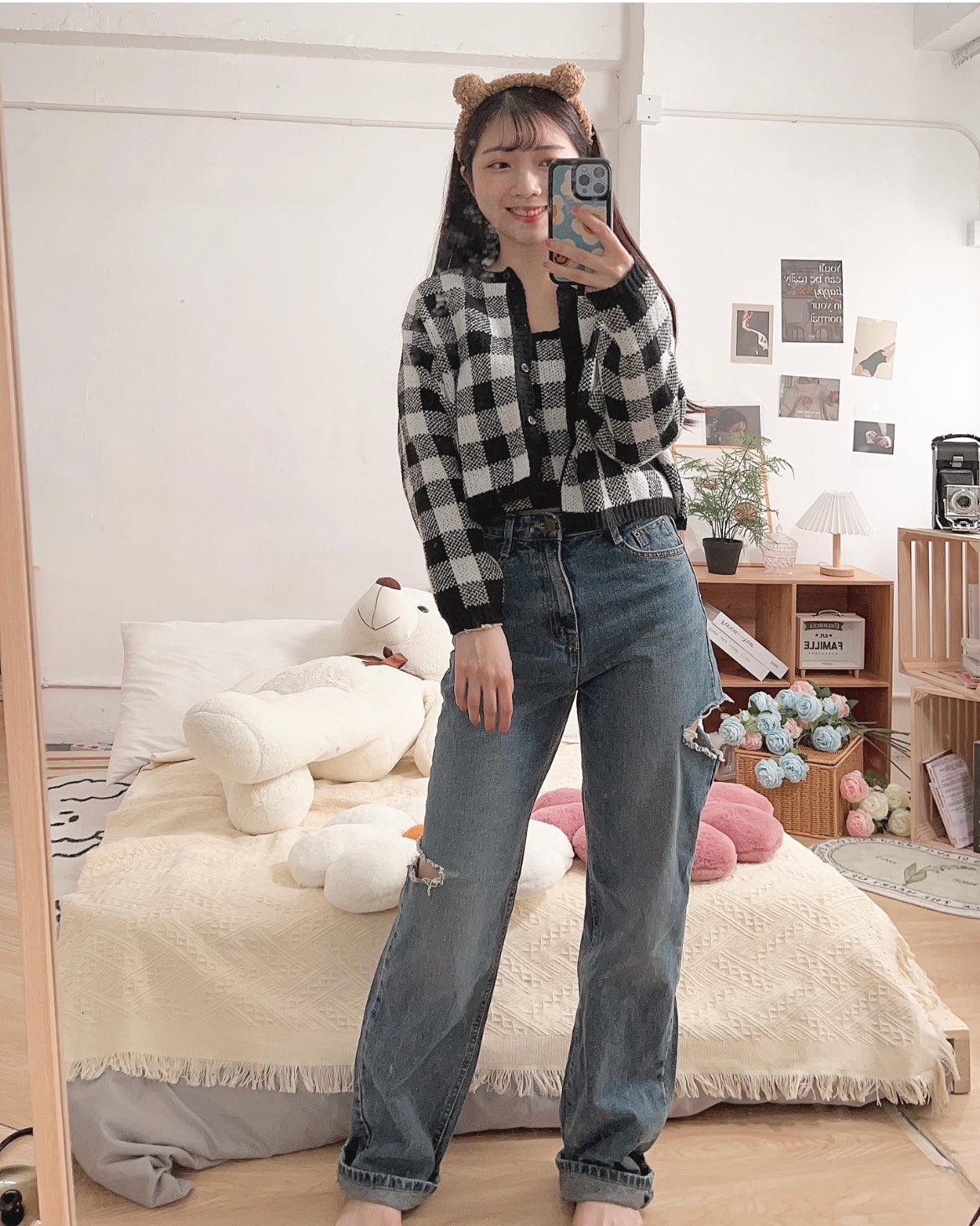 【必入推介.ᐟ.ᐟ】破洞牛仔高腰闊褲