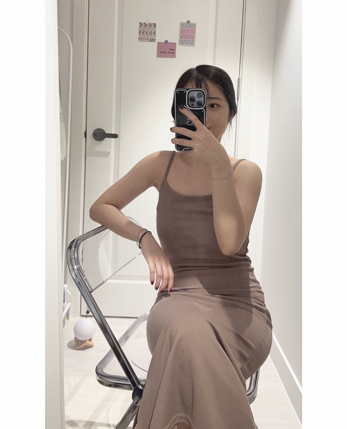 吊帶修線條連身裙♥