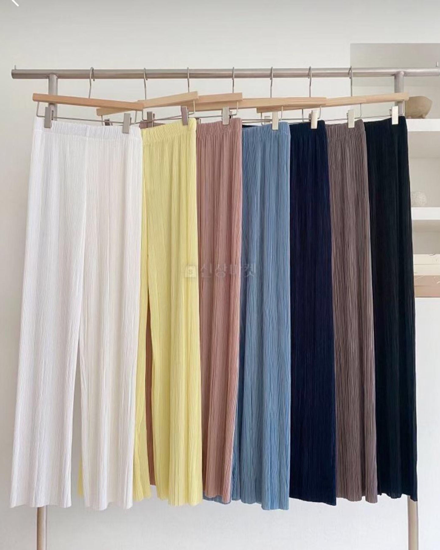 【薄薄透氣款.ᐟ.ᐟ】滑滑直條闊腳褲