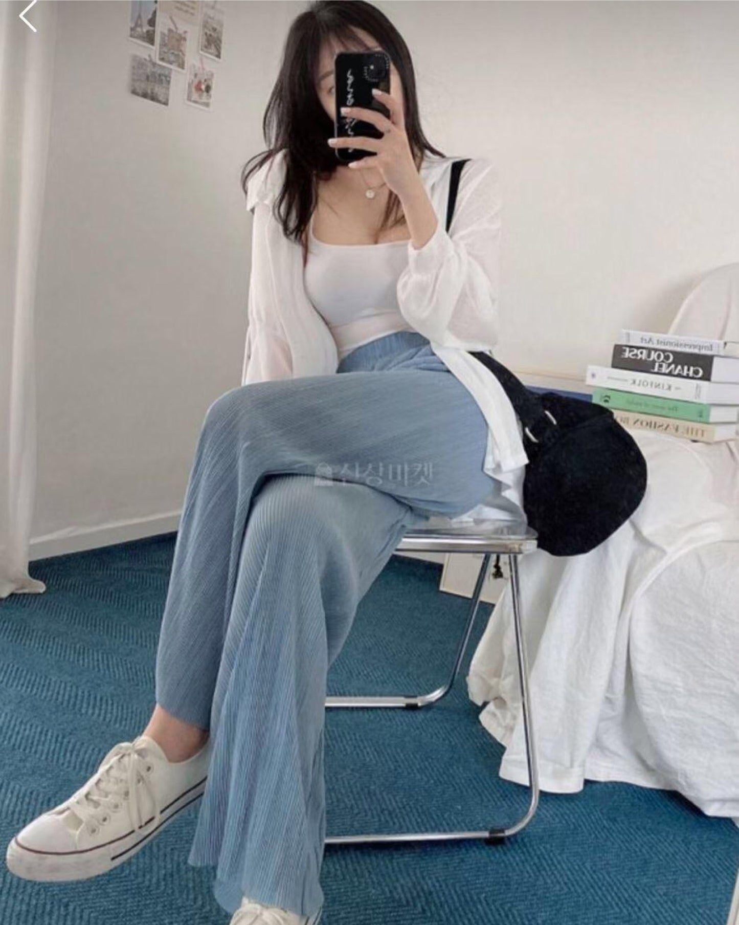 【薄薄透氣款.ᐟ.ᐟ】滑滑直條闊腳褲