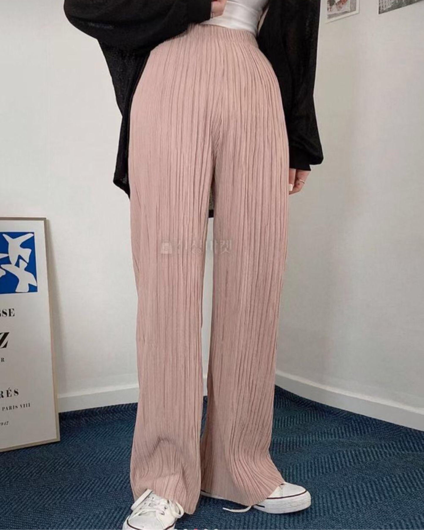 【薄薄透氣款.ᐟ.ᐟ】滑滑直條闊腳褲