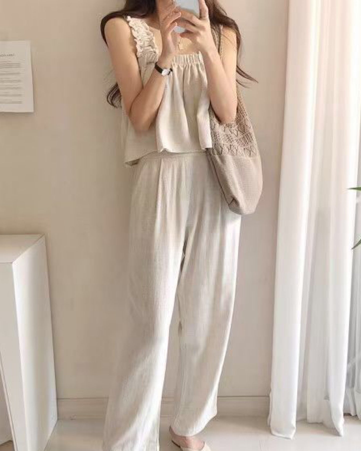 𝗖𝘂𝘁𝗶𝗲 𝗖𝗮𝘀𝘂𝗮𝗹 𝗦𝘁𝘆𝗹𝗶𝘀𝗵 𝗦𝗲𝘁(連背心+闊褲)♥