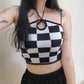 【早鳥價 | 掛頸綁帶.ᐟ.ᐟ】棋盤格吊帶背心 (連𝗣𝗮𝗱)