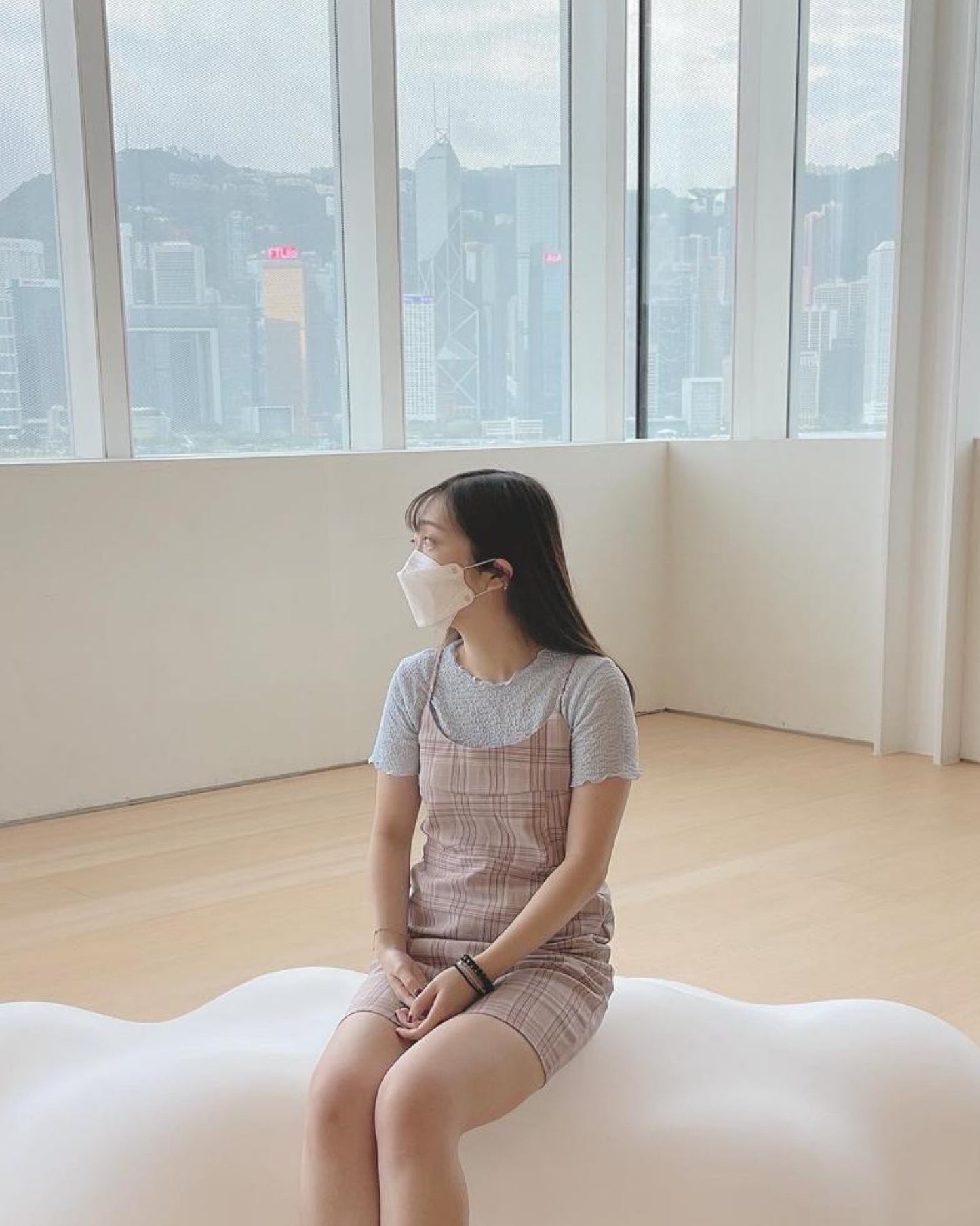 迷你格仔吊帶裙♥